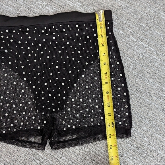 Fashion Nova Women's Sheer Black Shorts With Rhinestones And Attached Panties - Picture 8 of 10